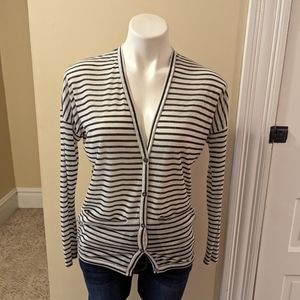 Hi-Line white and black striped soft cardigan size XS